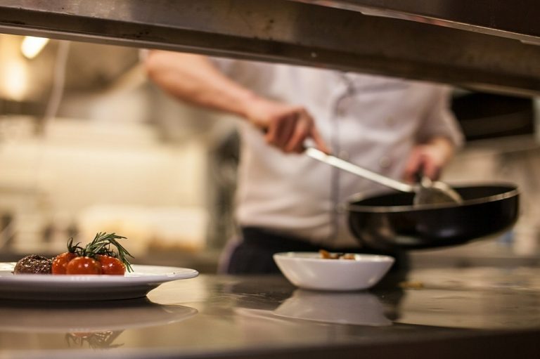 chef serving food
