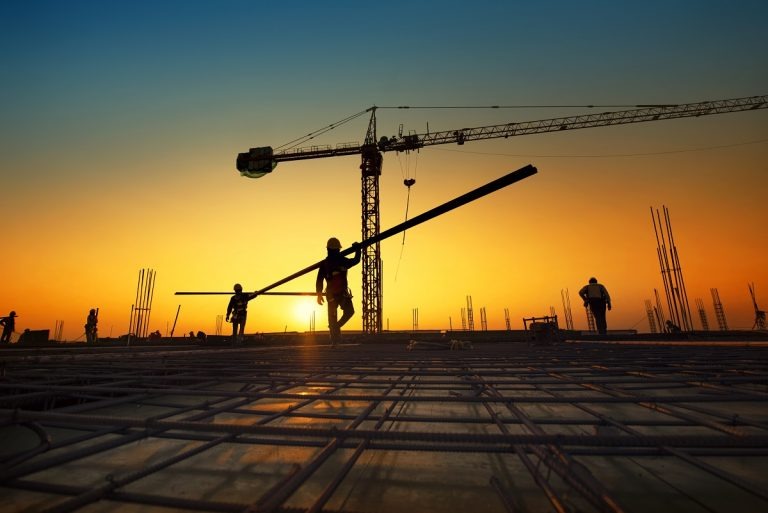 photo of a construction project sunset