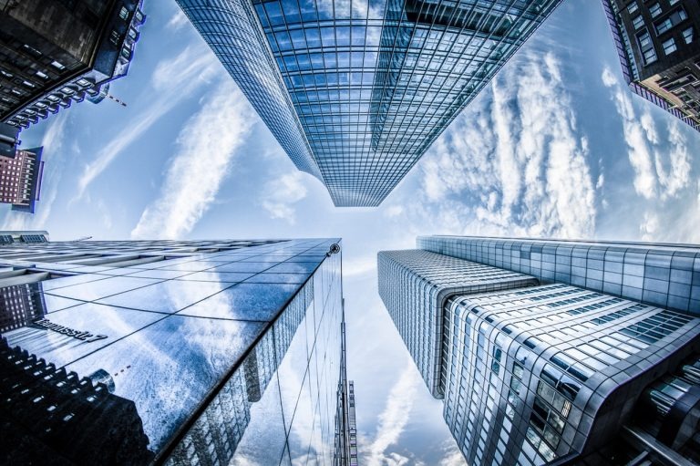 sky shot from below buildings