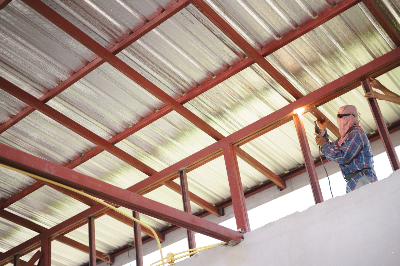 Steel frames in a warehouse