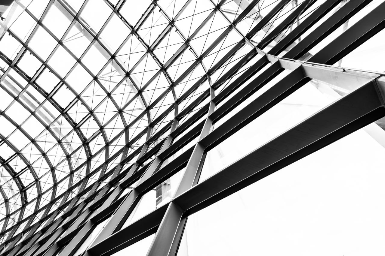 A roof with steel channels