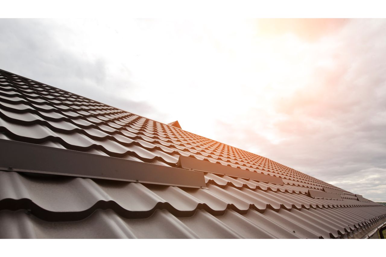 Corrugated metal roof under the sun