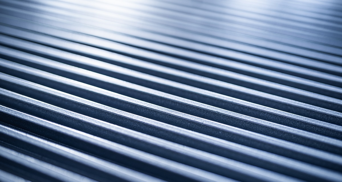 Close-up of a corrugated metal surface