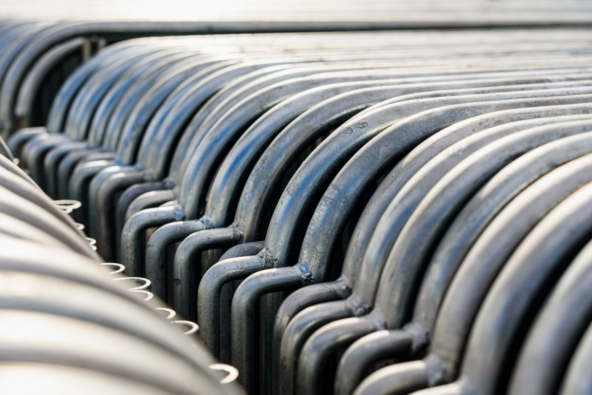 Stacked steel barriers