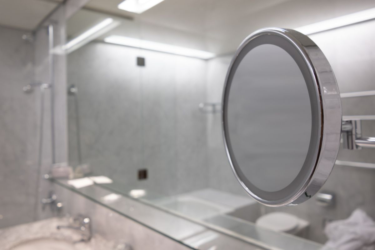 Steel-framed mirror