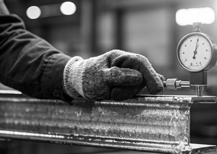 Steel beam being prepared for galvanizing