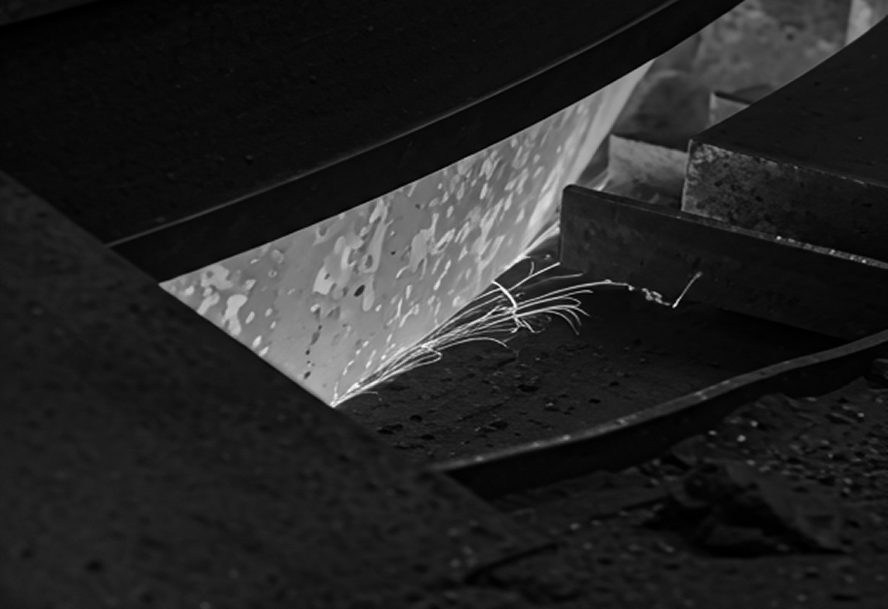 Steel beam being prepared for galvanizing