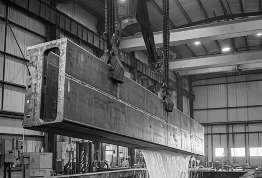 Steel beam being prepared for galvanizing