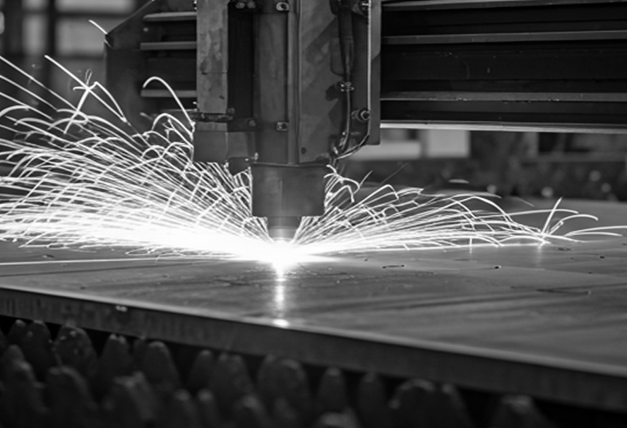 Steel beam being prepared for galvanizing